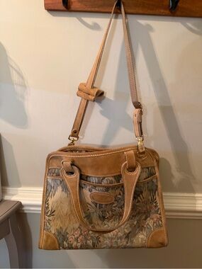 Vintage French Luggage Company Paradise Suede Tapestry Carry On Bag Made in USA